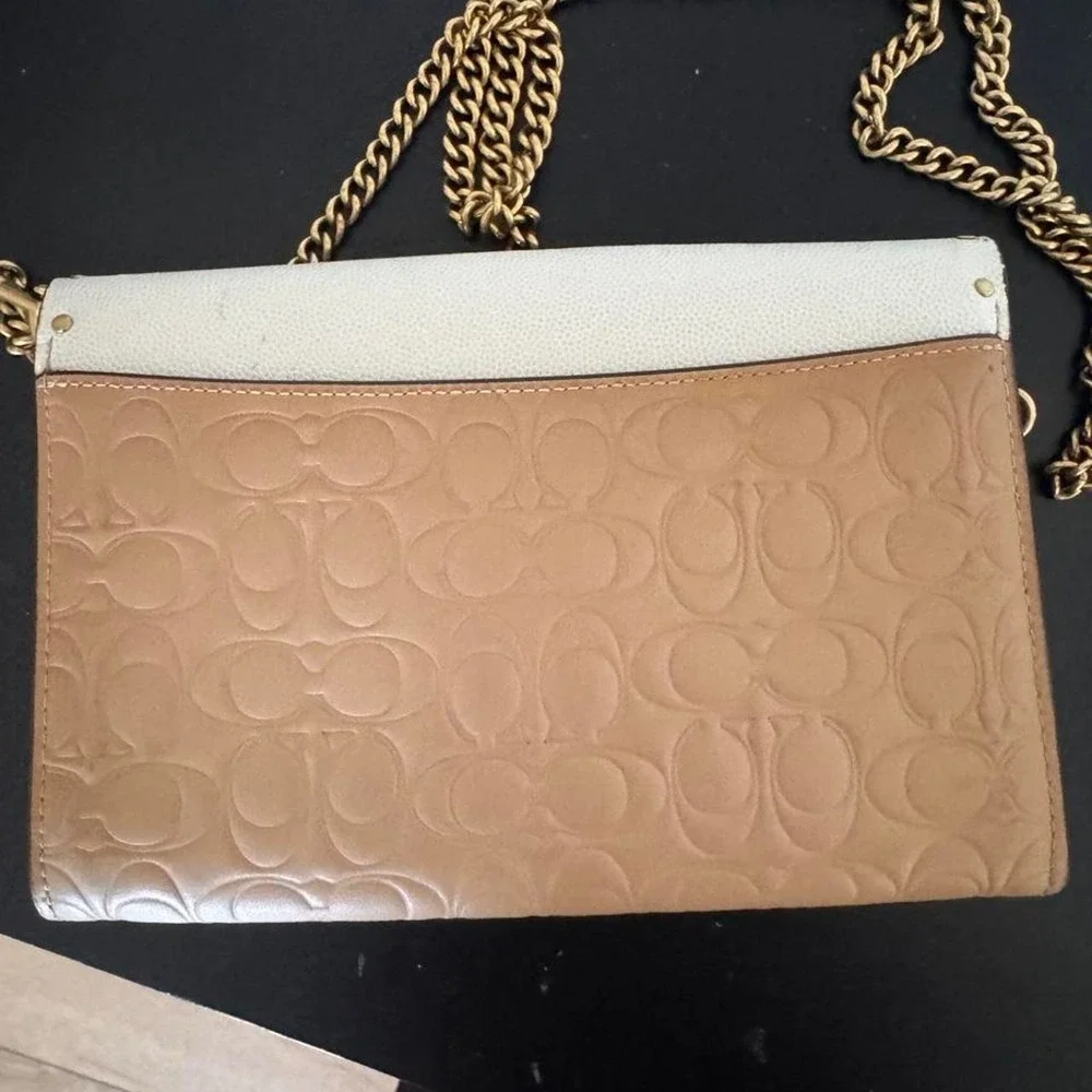 Coach Beige and Gold Crossbody